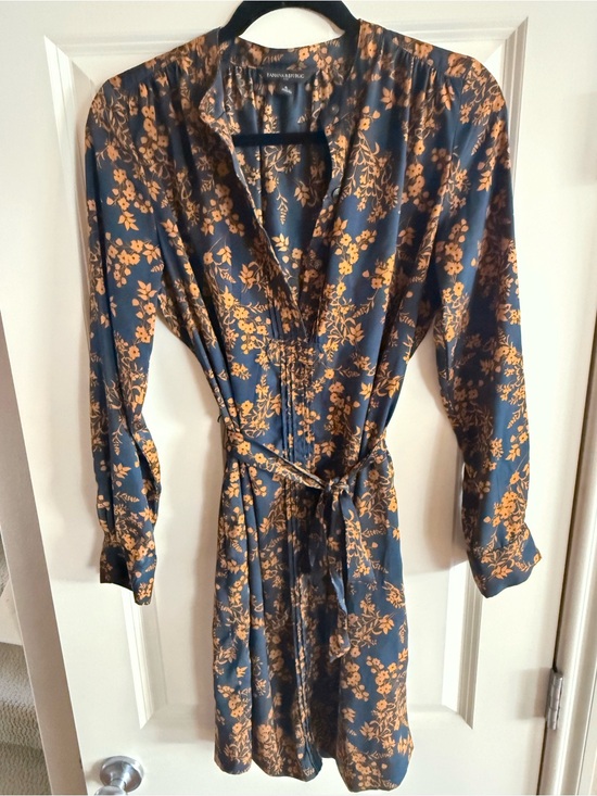 Banana Republic Dresses & Skirts - Banana Republic Navy and Mustard Floral Long-Sleeve Dress - 6